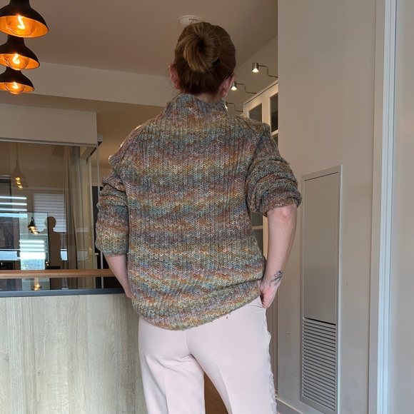 Vintage Jones New York Sport multi Colour Chunky Knit Turtle Neck Sweater Sz:S - Picture 4 of 12
